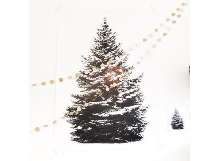 Pronken met een kerstboom als poster in huis