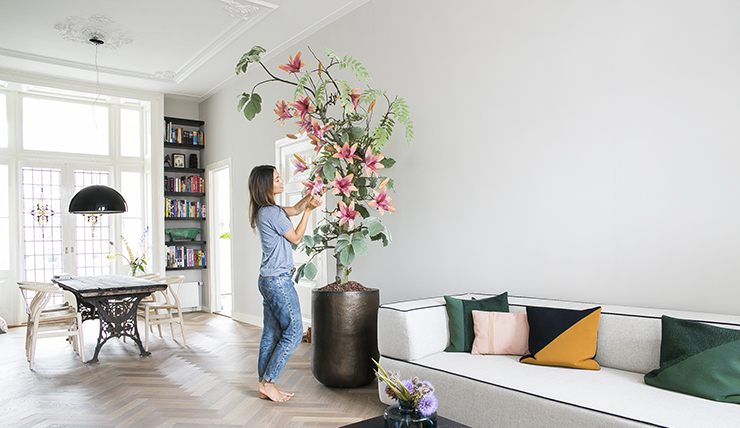 Blij! Eindelijk weer een boom in mijn woonkamer