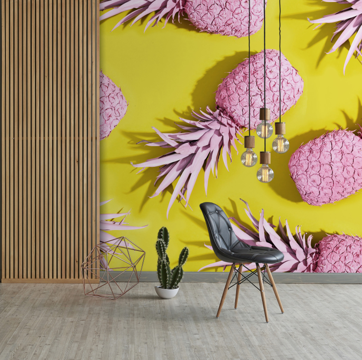 Roze Maandag -Pineapple Wall Mural