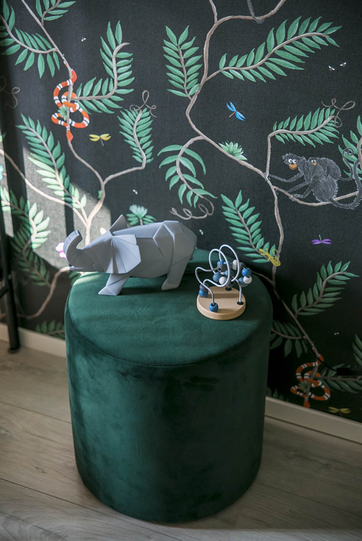 De babykamer vol jungle behang van Amanda