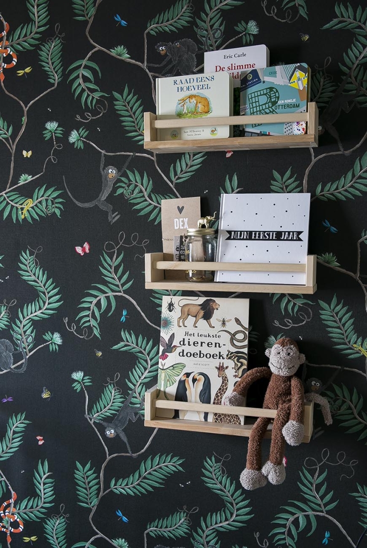 De babykamer vol jungle behang van Amanda